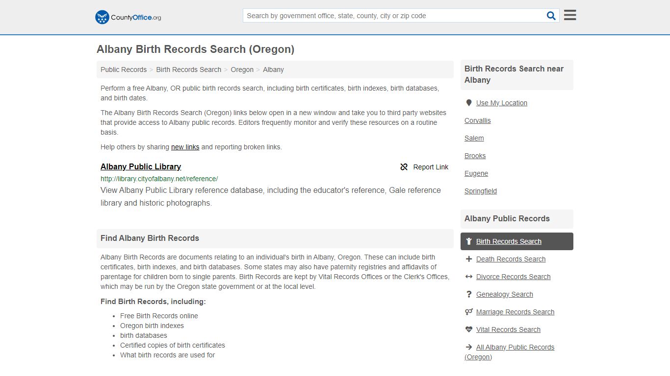 Birth Records Search - Albany, OR (Birth Certificates & Databases)