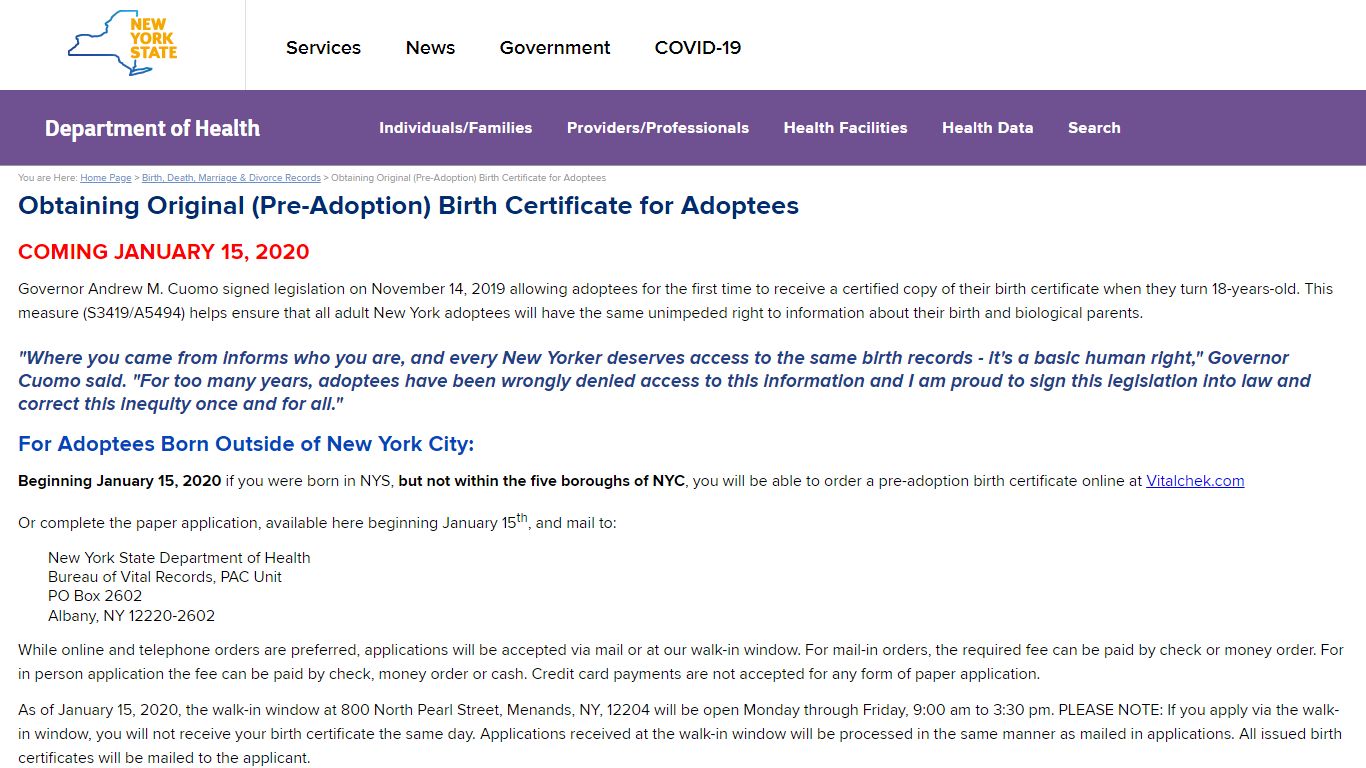 Obtaining Original (Pre-Adoption) Birth Certificate for Adoptees